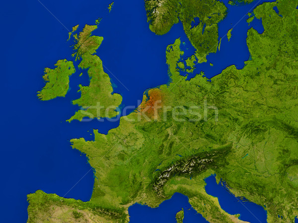 Netherlands from space in red Stock photo © Harlekino