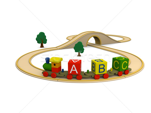 деревянная игрушка поезд алфавит письма 3d иллюстрации Сток-фото © Harlekino