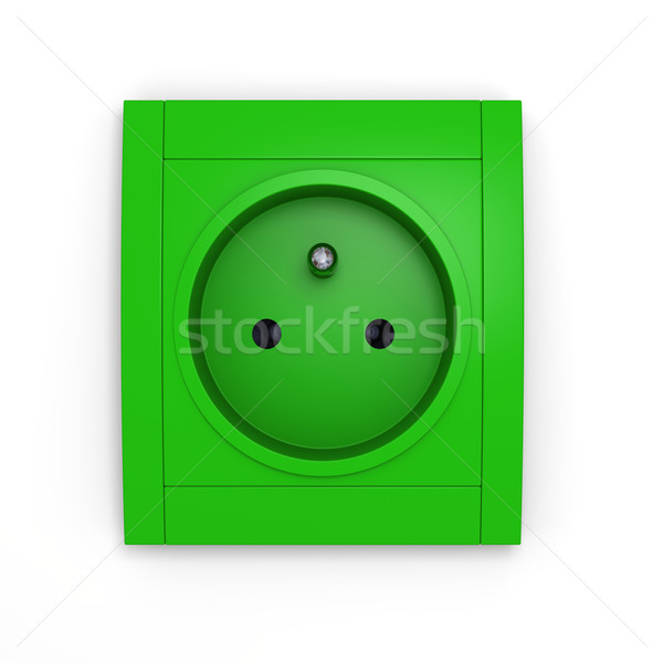 Foto stock: Verde · poder · enchufe · ilustración · europeo · aislado