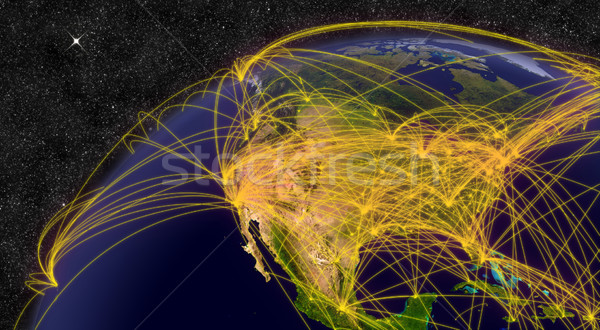 Légi utazás észak Amerika hálózat elemek kép Stock fotó © Harlekino