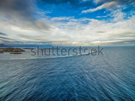 Norwegia wybrzeża widok z lotu ptaka portu morza statku Zdjęcia stock © Harlekino