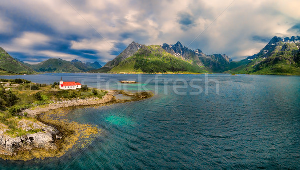 Сток-фото: Церкви · Норвегия · антенна · Панорама · панорамный