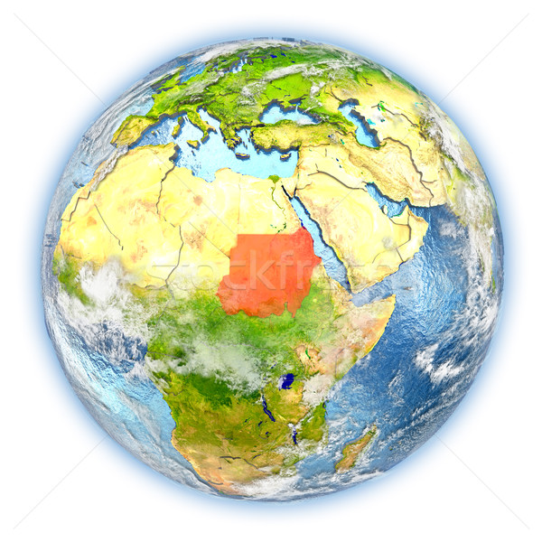 Sudan terra isolato rosso pianeta terra illustrazione 3d Foto d'archivio © Harlekino