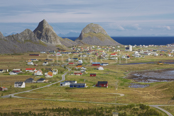 [[stock_photo]]: Pittoresque · ville · Norvège · nuages · rue