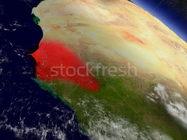 Senegal from space highlighted in red Stock photo © Harlekino