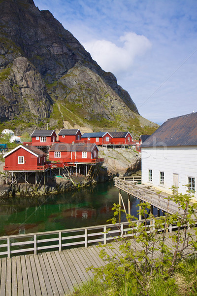 Fishing huts in Norway Stock photo © Harlekino