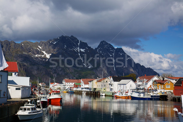 Fishing harbour in Henningsvaer Stock photo © Harlekino