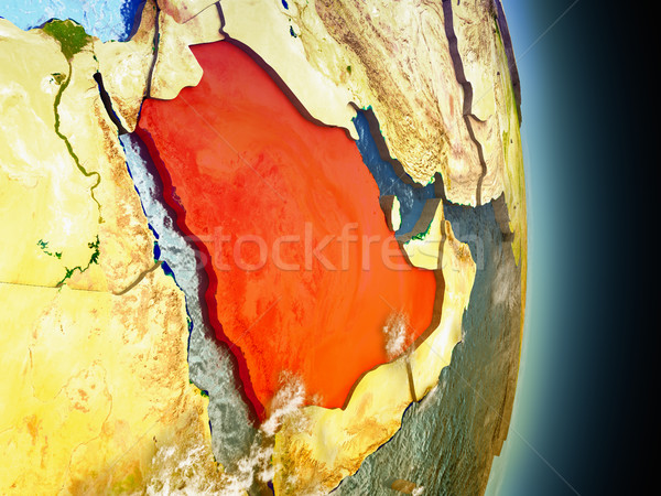 Stock photo: Saudi Arabia in red from space