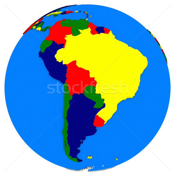 Dél-amerika Föld politikai térkép földgömb illusztráció Stock fotó © Harlekino