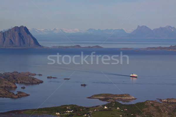 Cruise ship on norwegian coast Stock photo © Harlekino