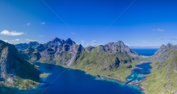 Stock foto: Luft · atemberaubende · Panorama · schönen · Inseln · Norwegen