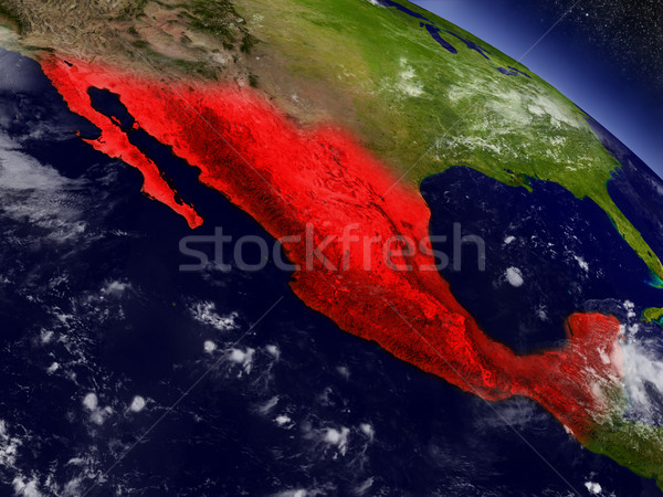 Meksyk przestrzeni czerwony orbita 3d ilustracji wysoko Zdjęcia stock © Harlekino