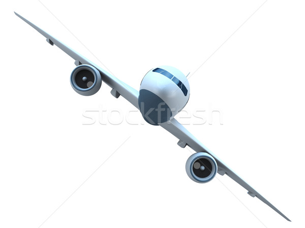 Stock fotó: Repülőgép · repülőgép · elöl · kilátás · repülés · izolált