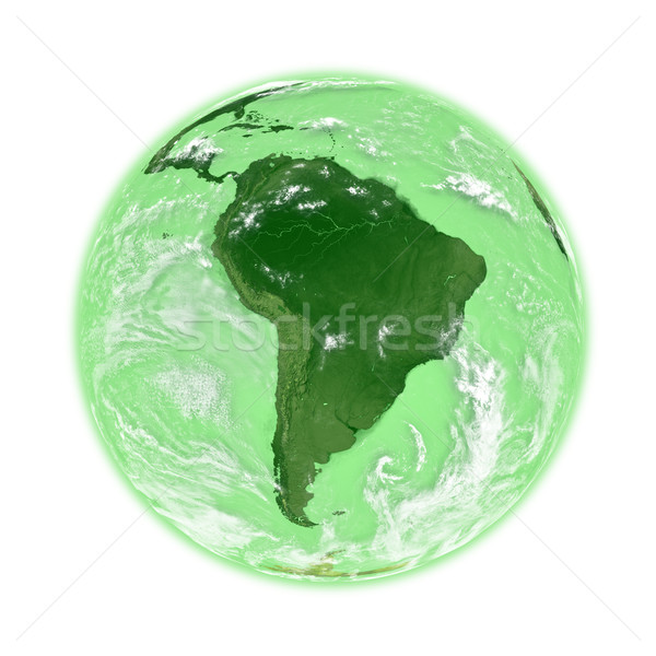 America de sud verde pământ Planet Earth izolat alb Imagine de stoc © Harlekino