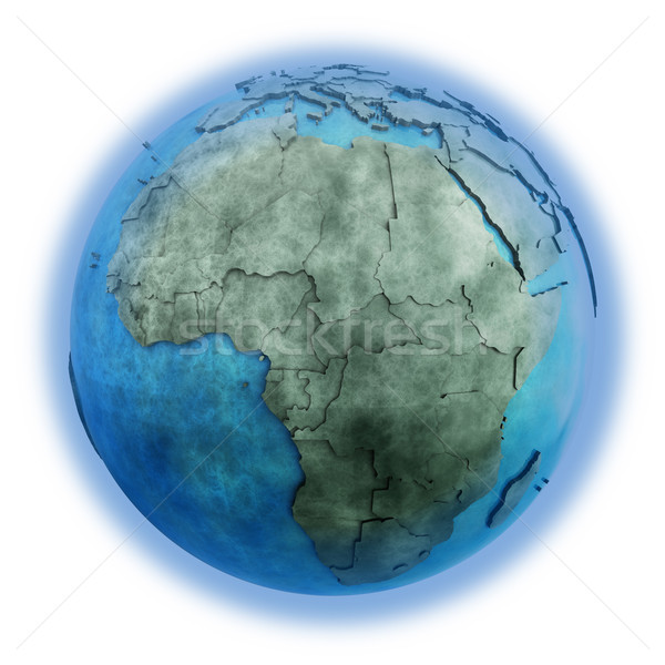 Africa marmură Planet Earth 3D model albastru Imagine de stoc © Harlekino