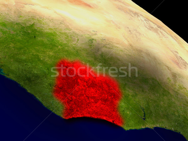 Stockfoto: Ivoorkust · ruimte · Rood · 3d · illustration · gedetailleerd