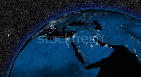 Nacht midden oosten regio stadslichten ruimte communie Stockfoto © Harlekino