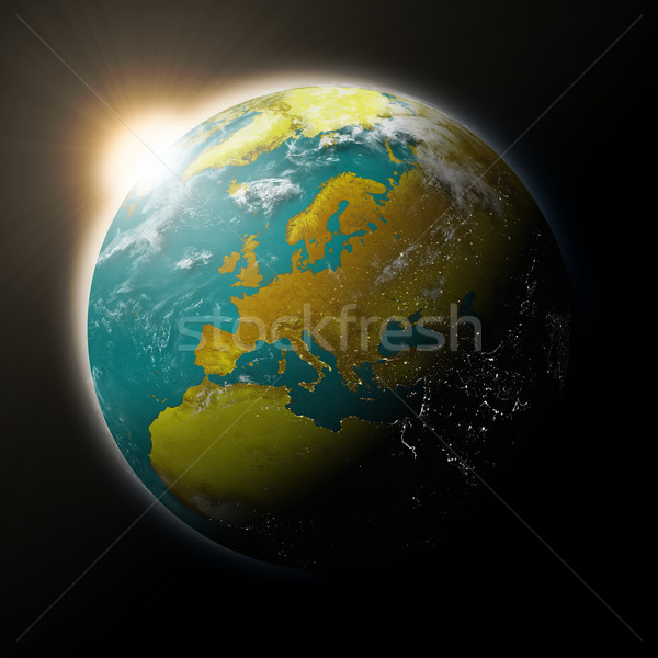 Sun over Europe on planet Earth Stock photo © Harlekino