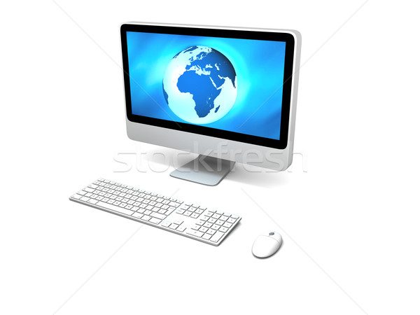 Wereld computerscherm Blauw model aarde Stockfoto © Harlekino