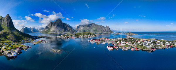 Lélegzetelállító légi panoráma halászat város szigetek Stock fotó © Harlekino