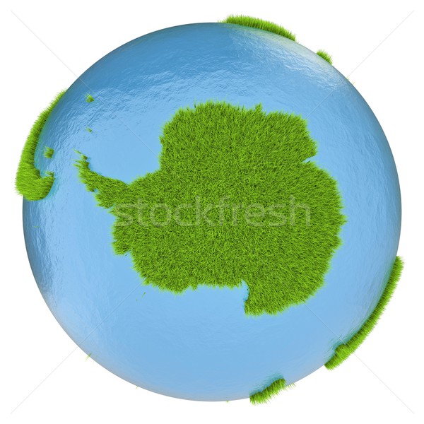 Foto stock: Verde · planeta · cubierto · hierba · aislado · blanco