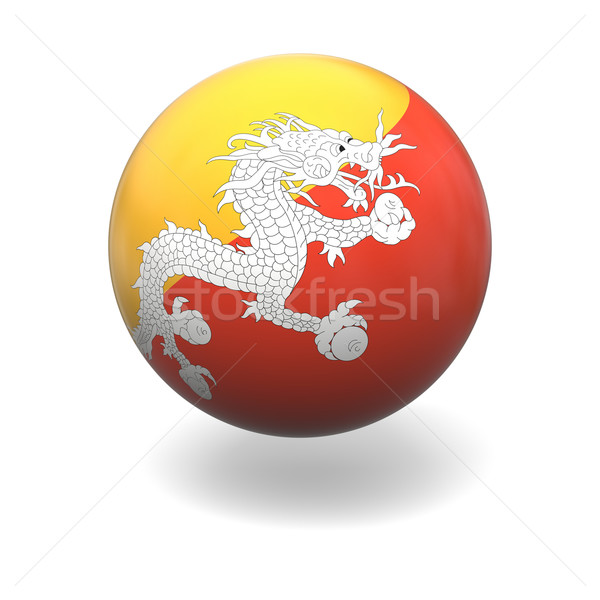 Vlag Bhutan bol geïsoleerd witte graphics Stockfoto © Harlekino