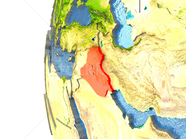 Irak piros földgömb tükröződő óceán 3d illusztráció Stock fotó © Harlekino
