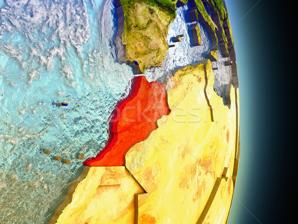 Марокко красный пространстве модель орбита 3d иллюстрации Сток-фото © Harlekino