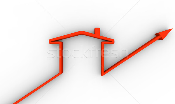Ház szimbólum növekedés piros 3D vonal Stock fotó © Harlekino