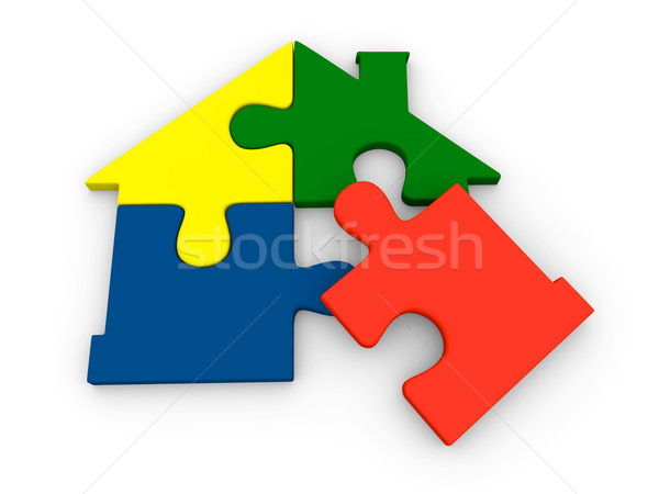 Puzzle pieces in shape of house Stock photo © Harlekino