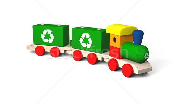 Toy train with recycling symbols Stock photo © Harlekino