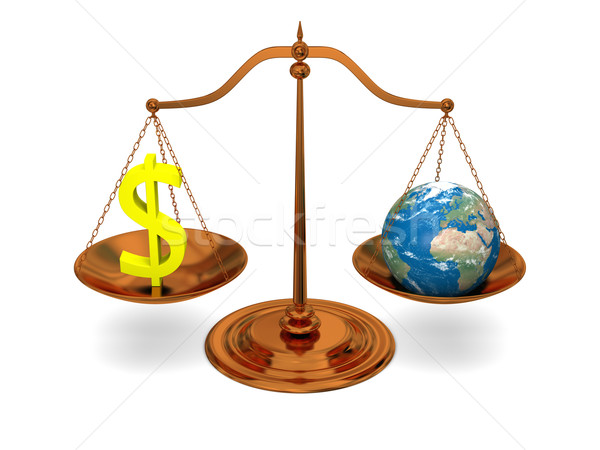 Igazság pénz világ bronz mérleg bolygó Stock fotó © Harlekino