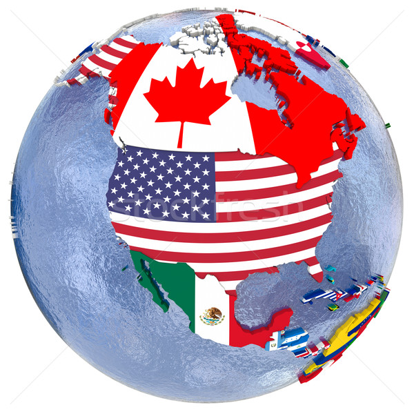 Siyasi kuzey Amerika harita ülke bayrak Stok fotoğraf © Harlekino