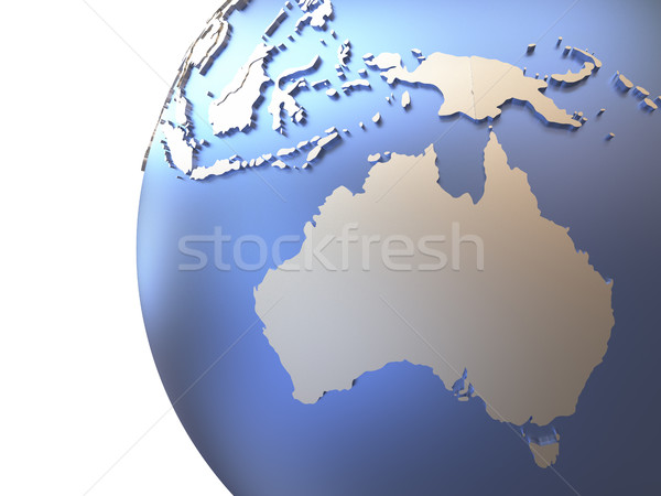 Australia on metallic Earth Stock photo © Harlekino