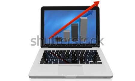 Linear Wachstum modernen Laptop Vorderseite 3d render Stock foto © Harlekino