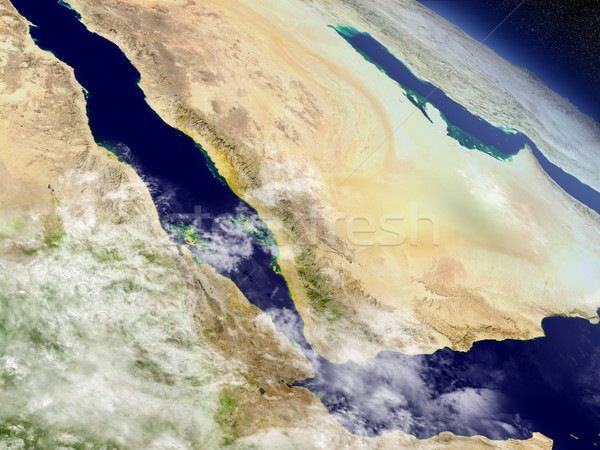 Yemen, Eritrea and Djibouti from space Stock photo © Harlekino