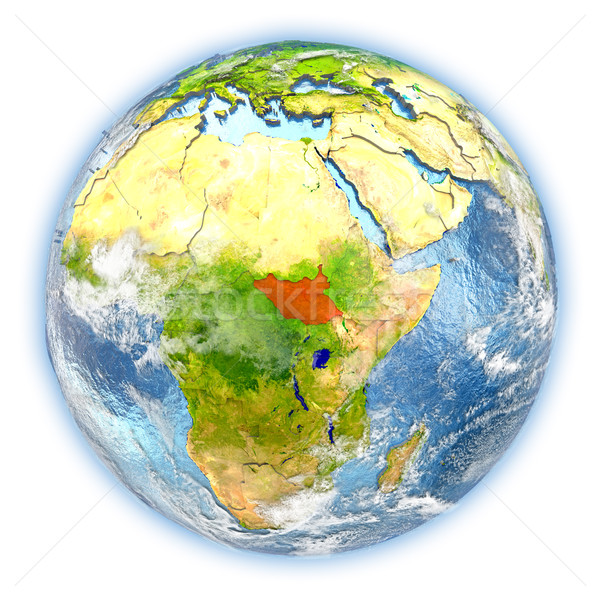 Stock fotó: Dél · Szudán · Föld · izolált · piros · Föld
