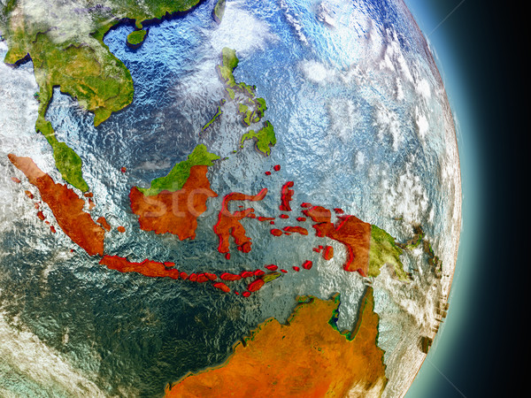 Indonesien rot Raum Modell Orbit 3D-Darstellung Stock foto © Harlekino