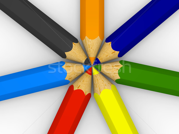 Centered color pencils Stock photo © Harlekino