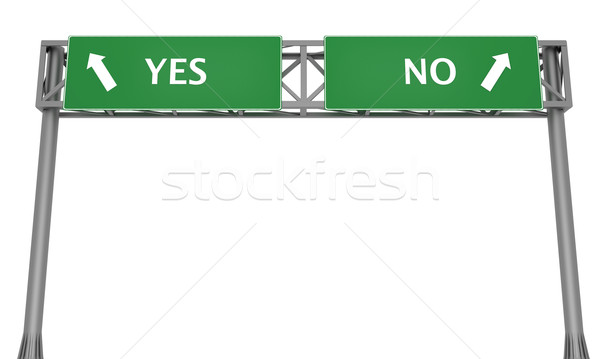 [[stock_photo]]: Dilemme · autoroute · signes · oui · pas · pointant