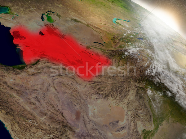 Turkmenia przestrzeni czerwony orbita 3d ilustracji wysoko Zdjęcia stock © Harlekino