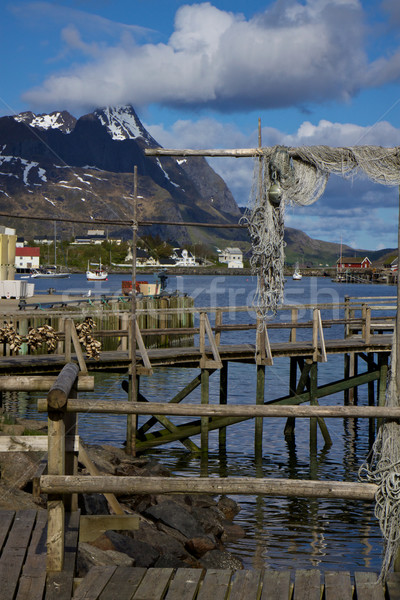 Wooden pier in Reine Stock photo © Harlekino