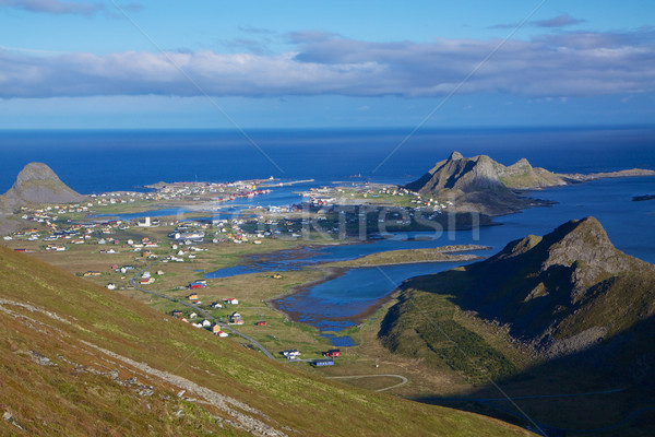 Cênico norueguês cidade pitoresco pescaria porta Foto stock © Harlekino