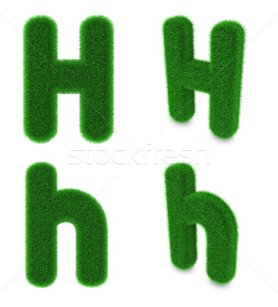 Lettre h herbe couvert herbe verte isolé blanche [[stock_photo]] © Harlekino