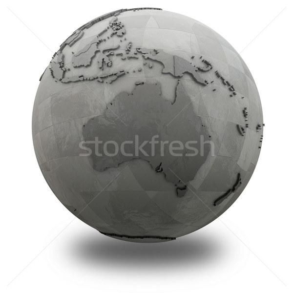 Australia on metallic planet Earth Stock photo © Harlekino