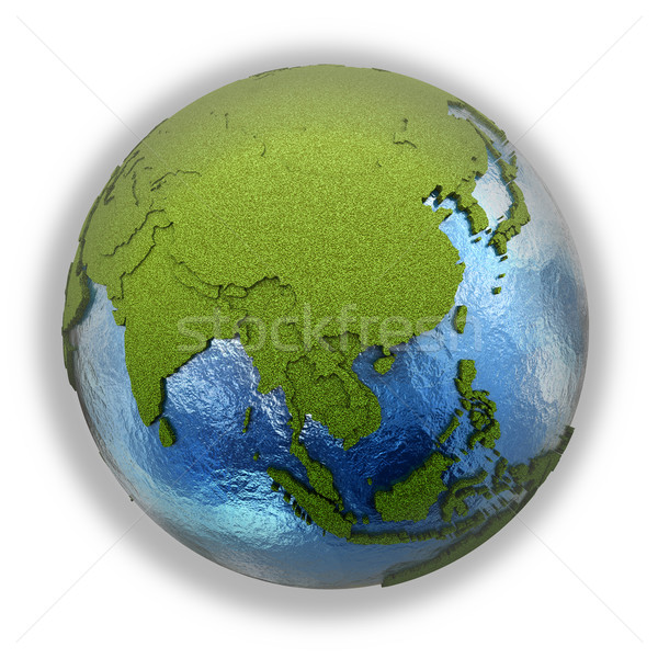 Délkelet-Ázsia Föld 3D modell füves kontinensek Stock fotó © Harlekino