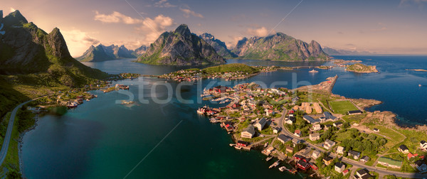 Légi panoráma lélegzetelállító halászat város szigetek Stock fotó © Harlekino