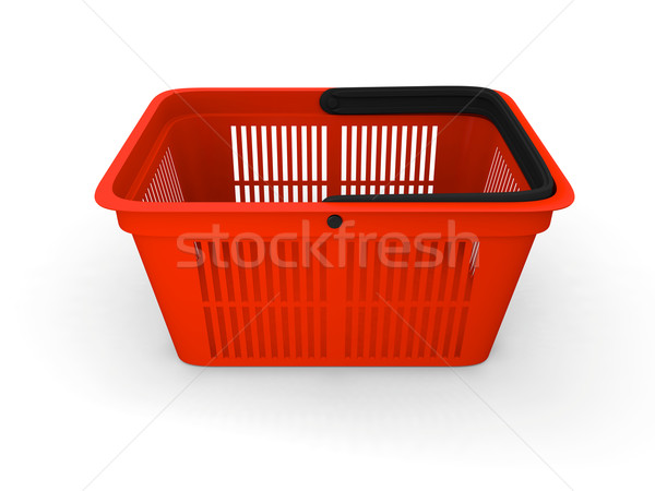 Stock fotó: Bevásárlókosár · 3d · illusztráció · üres · piros · műanyag · vásárlás