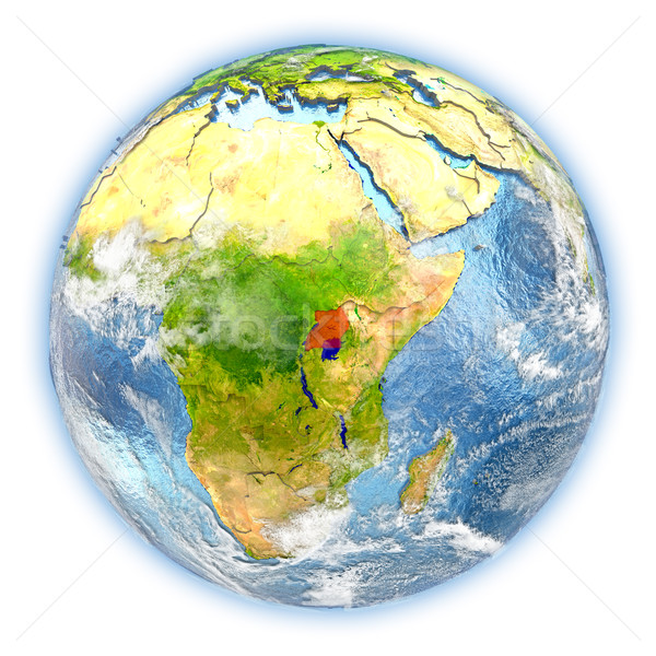 Сток-фото: Уганда · земле · изолированный · красный · планете · Земля · 3d · иллюстрации