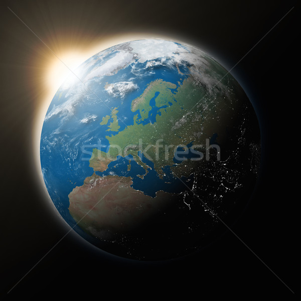 Sun over Europe on planet Earth Stock photo © Harlekino